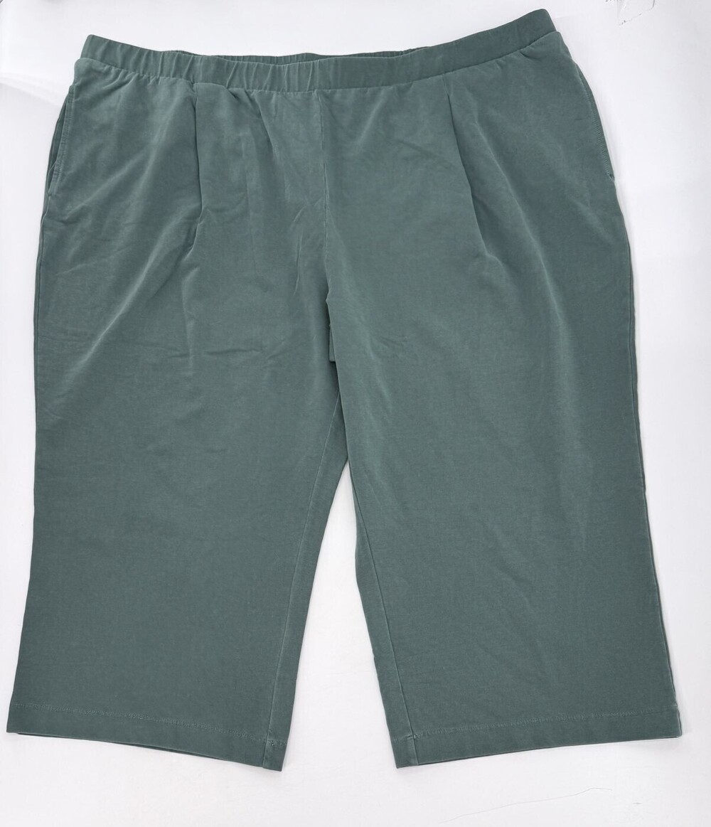 AnyBody Bermuda Shorts Womens 3XP Green Pull On Cotton Stretch Lounge Casual